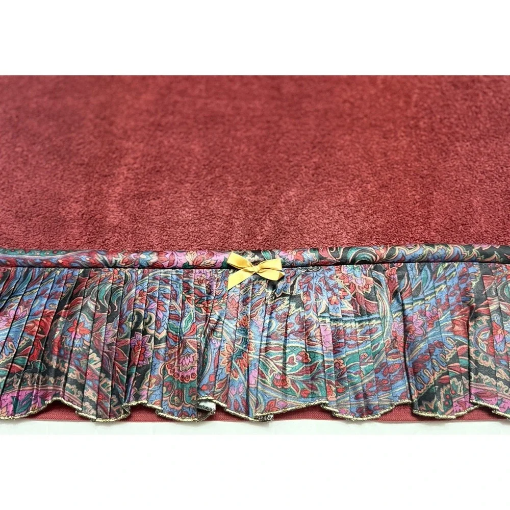 Martex Vtg Towel‎ Set Pleated Paisley Burgundy Bath Hand Floral Cottage 80s 90s